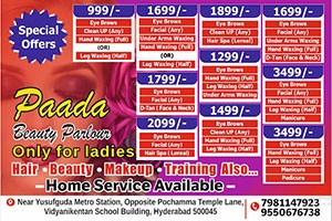 Paada Beauty Parlour - Yousufguda, Hyderabad